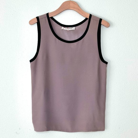 Saint Laurent Rive Gauche Two-Tone Tank in Taupe with Black Trim Size FR 38 US 6 - Picture 5 of 5